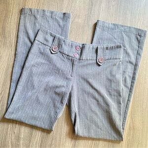 Gray and Purple Pinstripe Wide-Leg Trousers